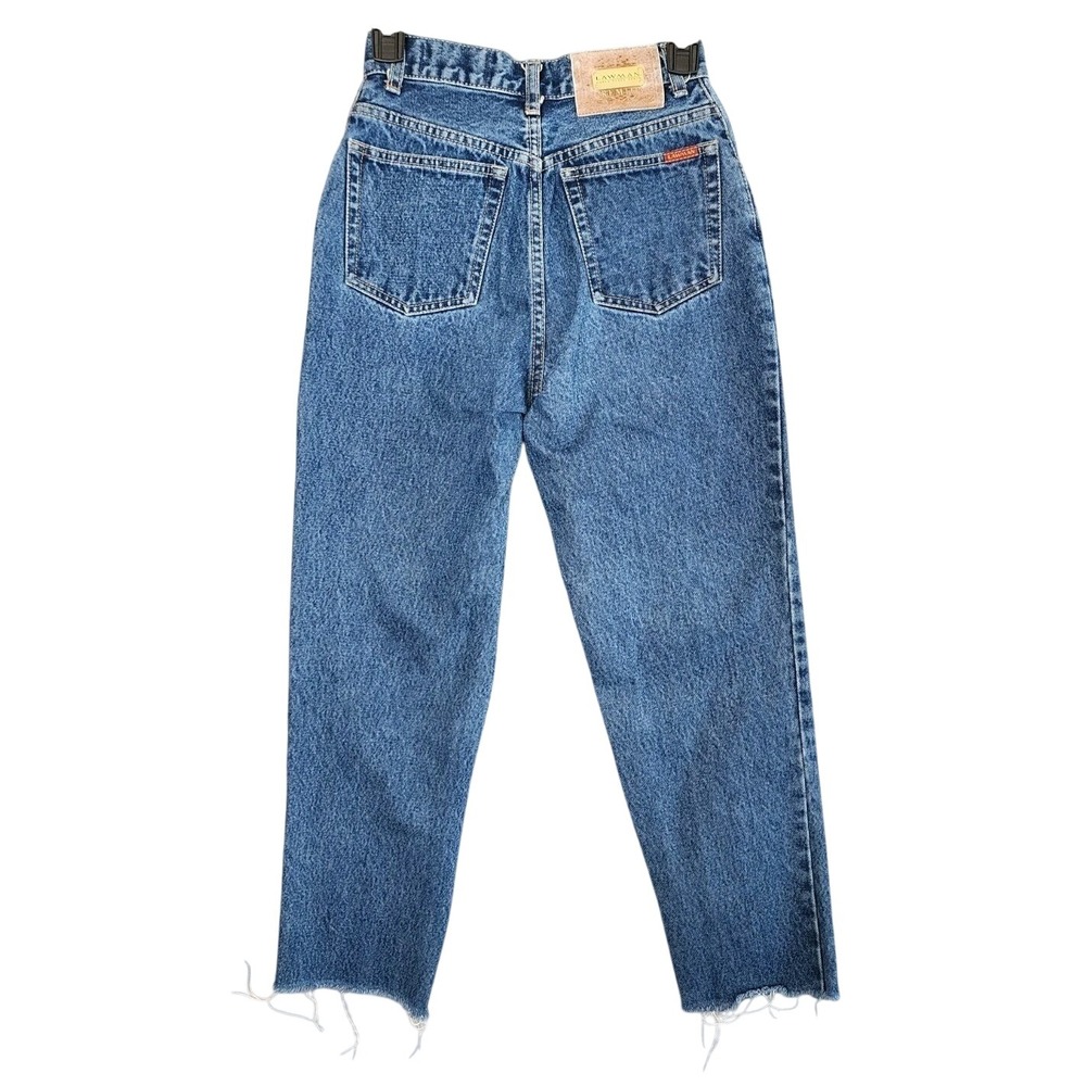 Lawman Jeans Blue High Rise Raw Hem Vintage Western Mom Denim Rigid Womens 3